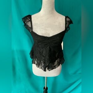 PacSun Third Charm Black Sawyer Lace Babydoll Top, Size Medium, NWT